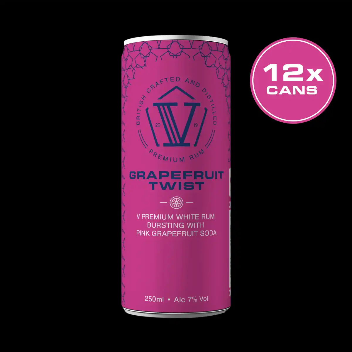 V Rum Grapefruit Twist 250ml ready to drink 12 can front