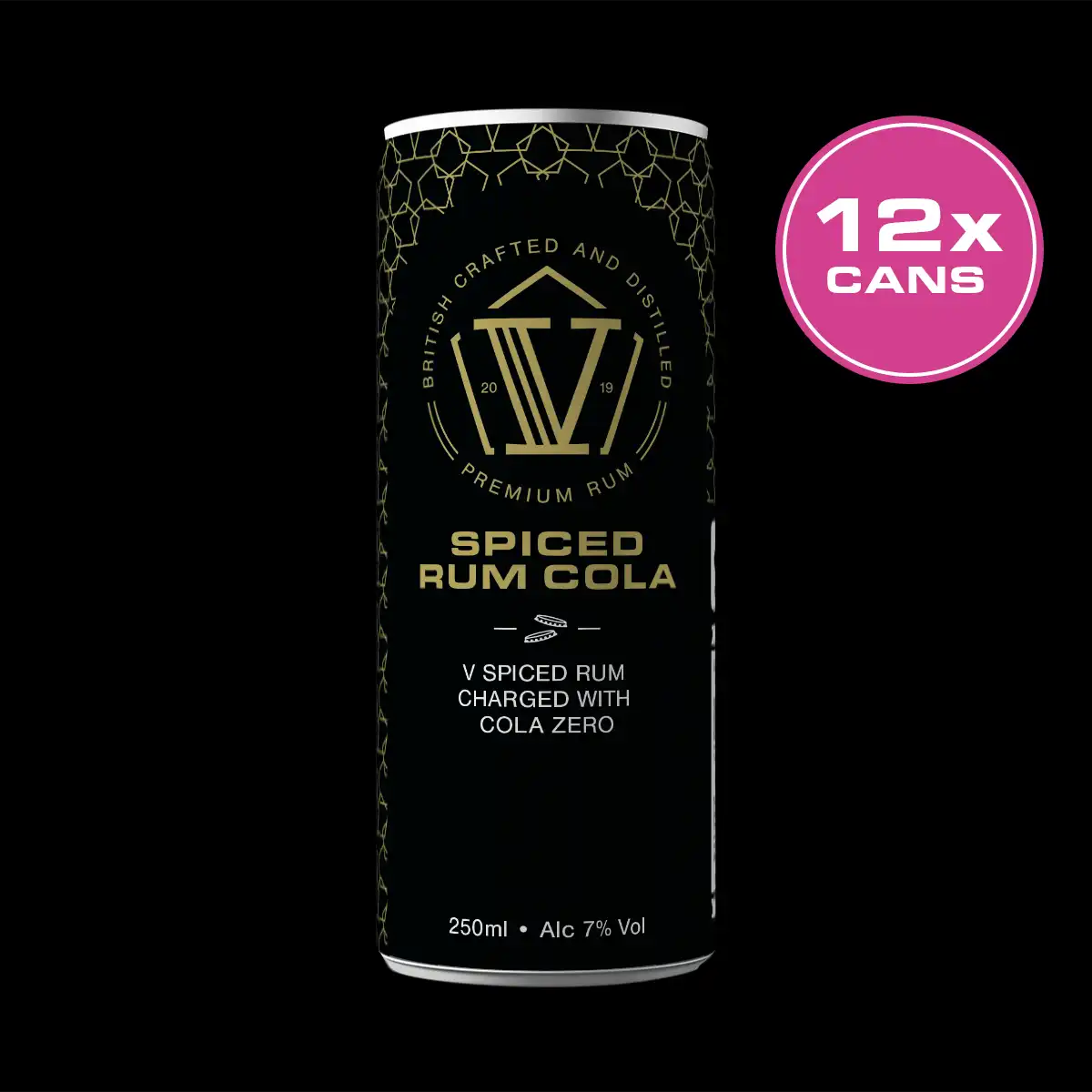 V Rum Spiced Rum Cola 250ml ready to drink 12 can front