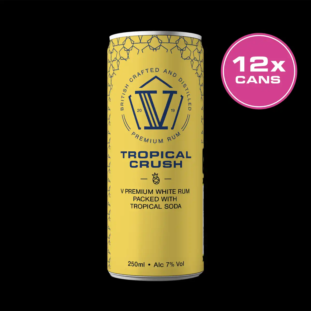 V Rum Tropical Crush 250ml ready to drink 12 can front
