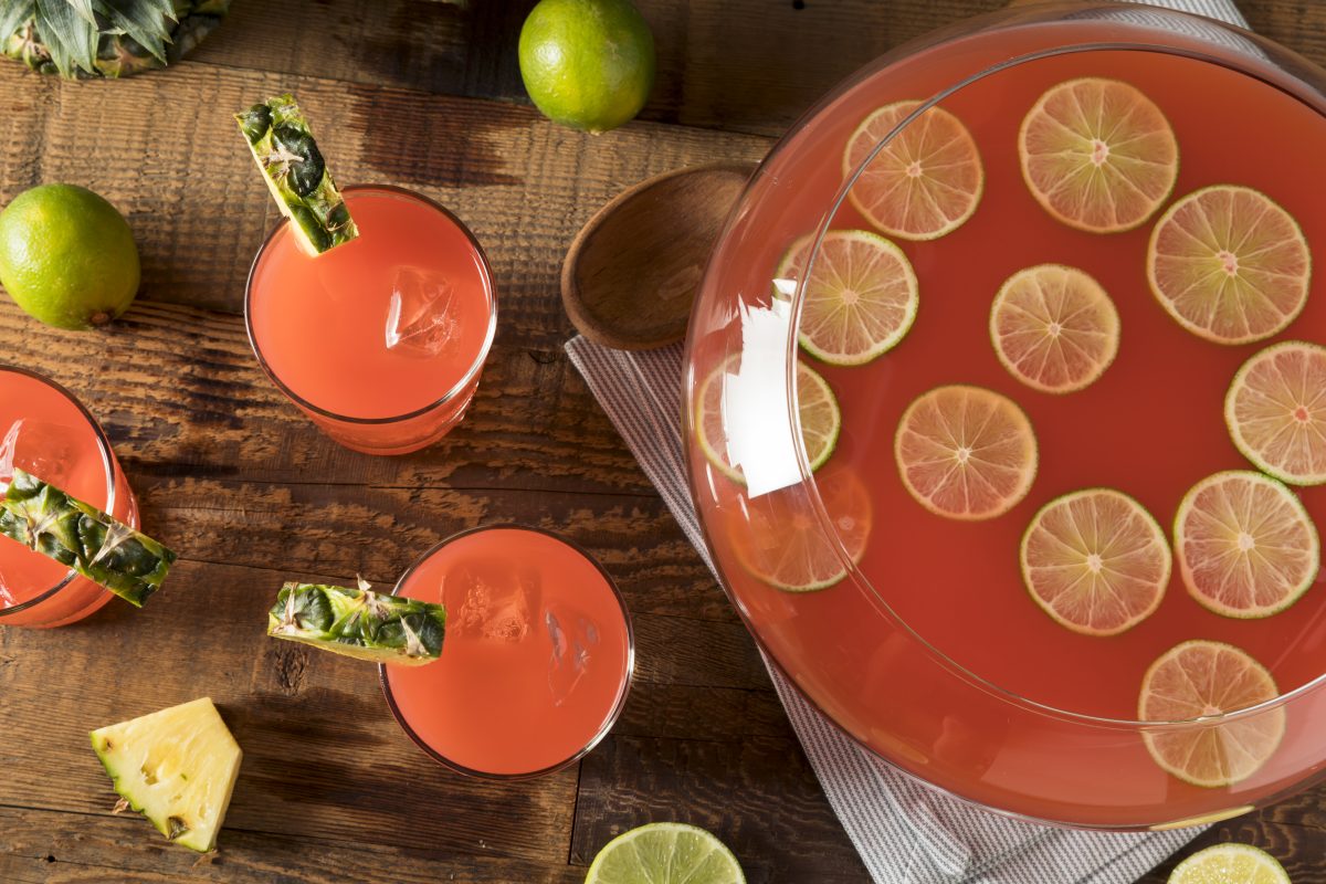Homemade Jamaican Rum Punch with Lime and Pineapple
